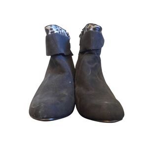 Avon Black Faux Suede and‎ leopard print ankle cuff booties
